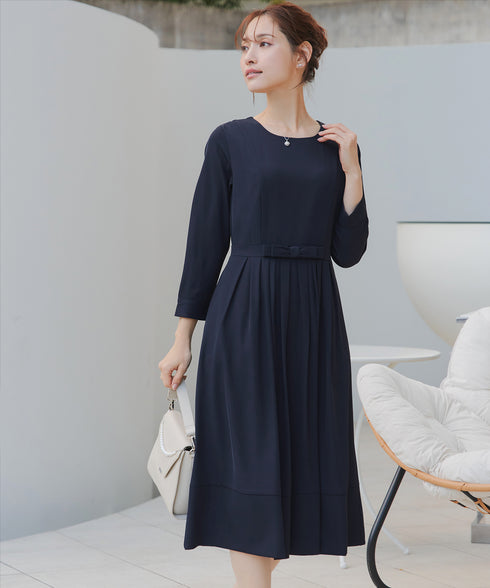 リボンベルトフレアワンピース