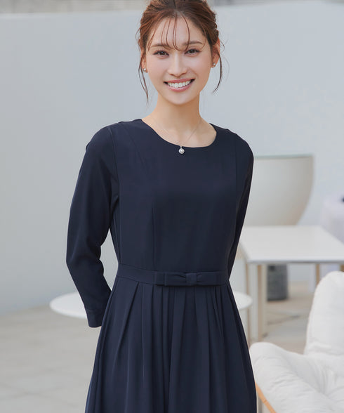 リボンベルトフレアワンピース