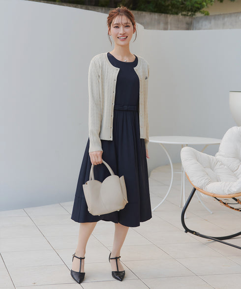 リボンベルトフレアワンピース