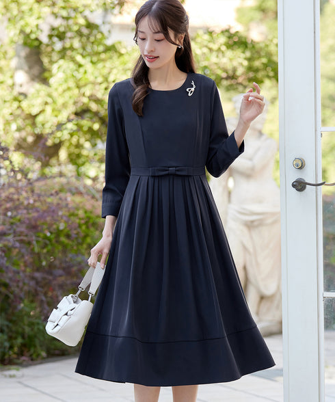 リボンベルトフレアワンピース