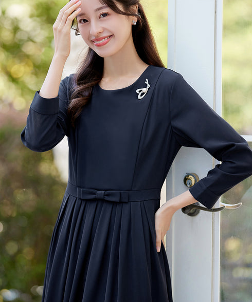 リボンベルトフレアワンピース