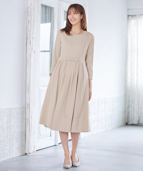 リボンベルトフレアワンピース