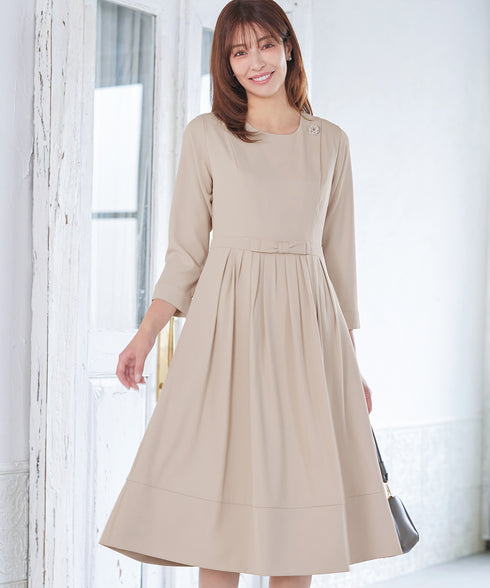リボンベルトフレアワンピース