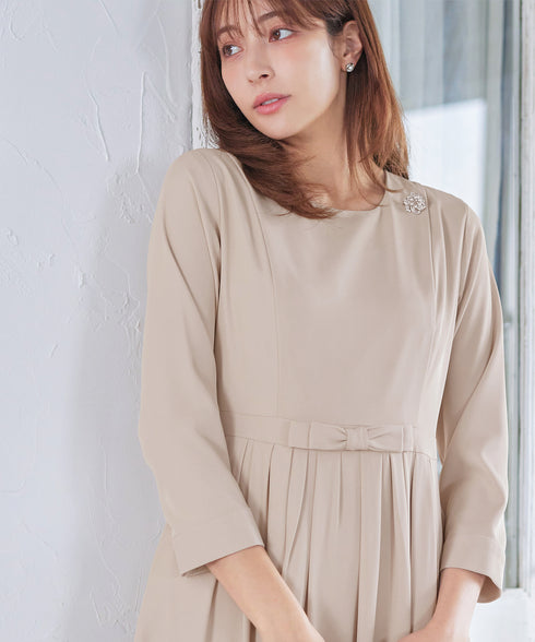 リボンベルトフレアワンピース