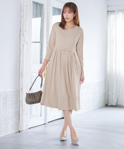 リボンベルトフレアワンピース