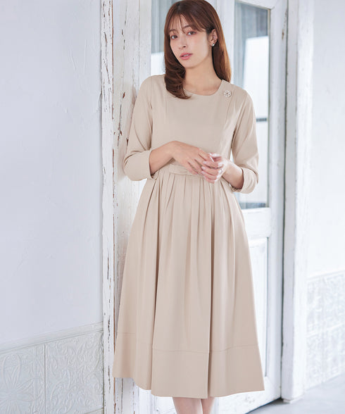 リボンベルトフレアワンピース