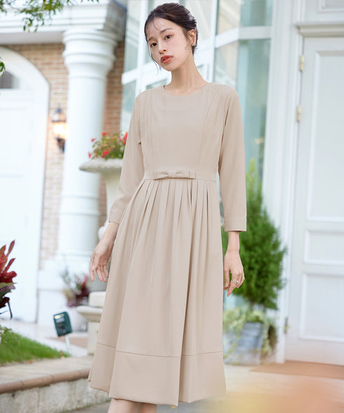 リボンベルトフレアワンピース