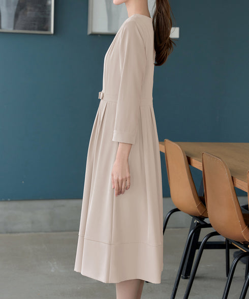 リボンベルトフレアワンピース