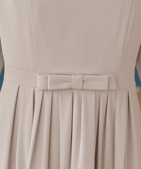 リボンベルトフレアワンピース