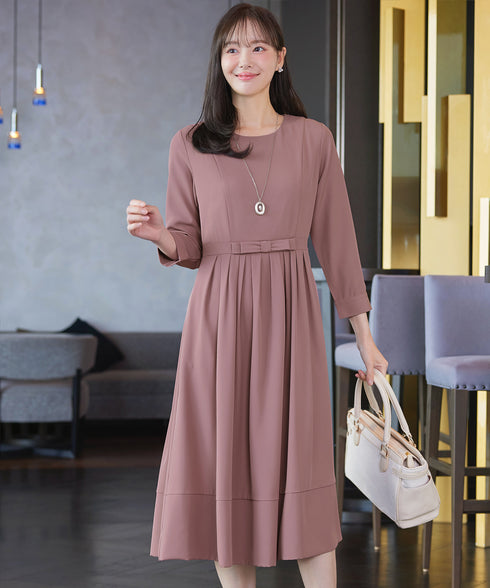 リボンベルトフレアワンピース