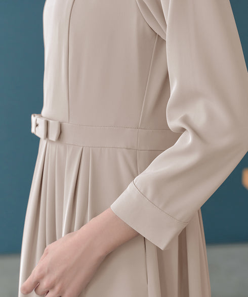 リボンベルトフレアワンピース