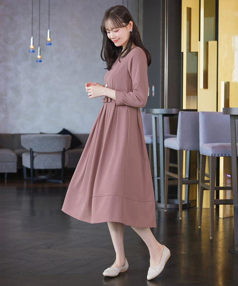 リボンベルトフレアワンピース