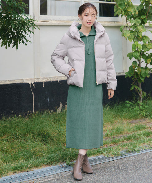 【クリアランスセール】ハーフジップリブニットワンピース