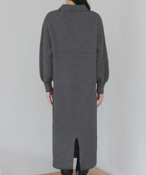 【クリアランスセール】ハーフジップリブニットワンピース