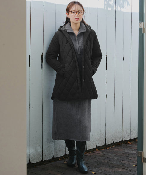 【クリアランスセール】ハーフジップリブニットワンピース