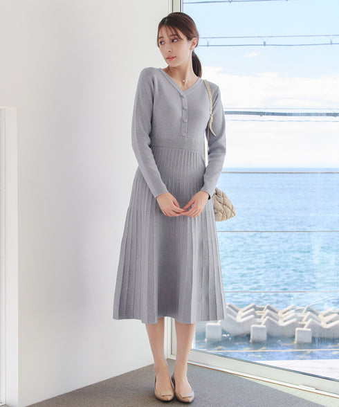 【クリアランスセール】くるみボタンニットワンピース