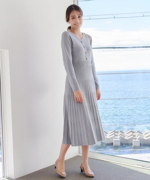 【クリアランスセール】くるみボタンニットワンピース