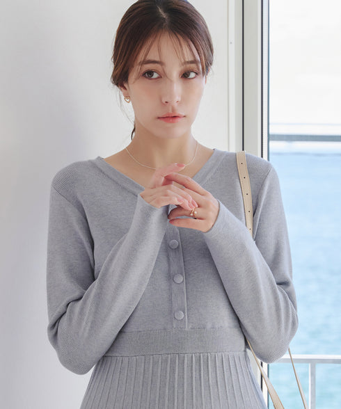 【クリアランスセール】くるみボタンニットワンピース