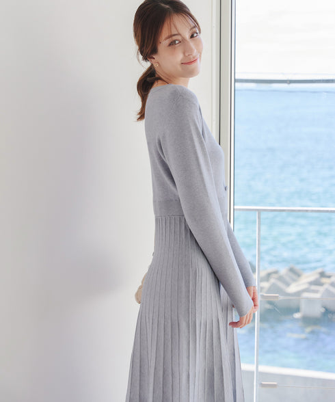 【クリアランスセール】くるみボタンニットワンピース