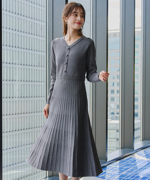 【クリアランスセール】くるみボタンニットワンピース