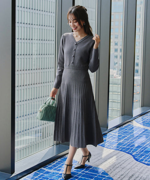 【クリアランスセール】くるみボタンニットワンピース