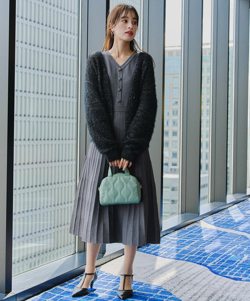 【クリアランスセール】くるみボタンニットワンピース