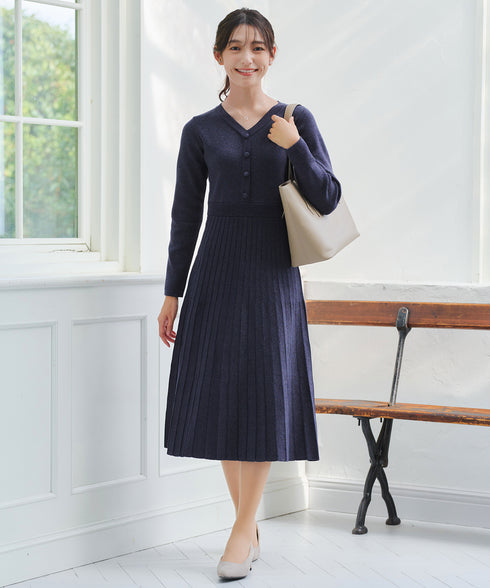 【クリアランスセール】くるみボタンニットワンピース