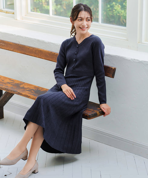 【クリアランスセール】くるみボタンニットワンピース