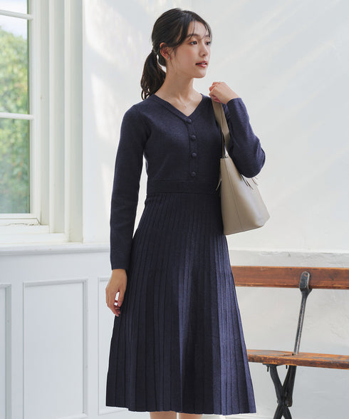 【クリアランスセール】くるみボタンニットワンピース