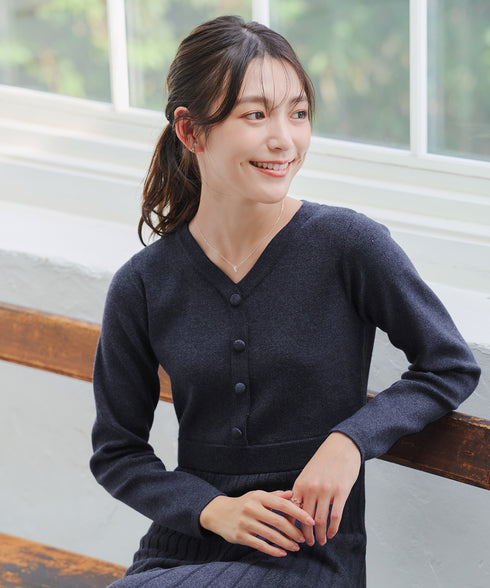 【クリアランスセール】くるみボタンニットワンピース