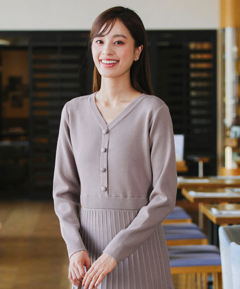 【クリアランスセール】くるみボタンニットワンピース