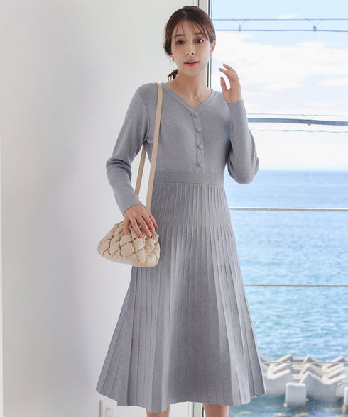 【クリアランスセール】くるみボタンニットワンピース