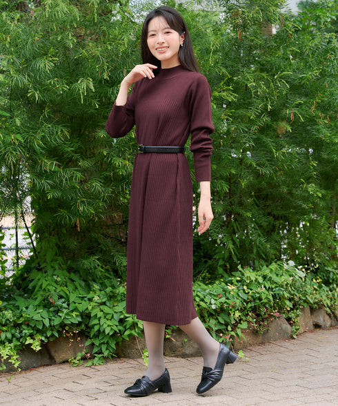【安めぐみさん着用】リブ切替ニットワンピース