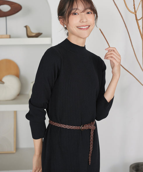 【安めぐみさん着用】リブ切替ニットワンピース