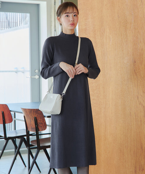 【安田美沙子さん着用】リブ切替ニットワンピース