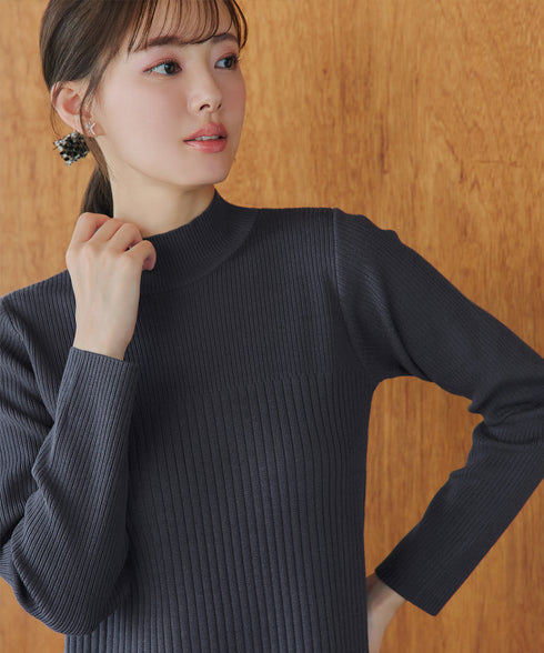 【安田美沙子さん着用】リブ切替ニットワンピース