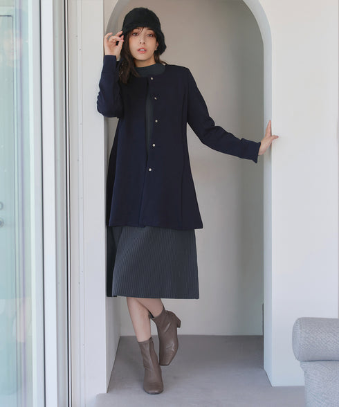 【安田美沙子さん着用】リブ切替ニットワンピース