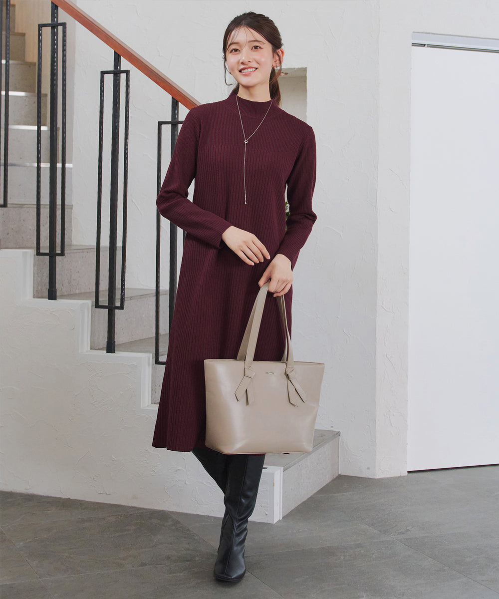 安田美沙子さん着用】リブ切替ニットワンピース – Tiaclasse