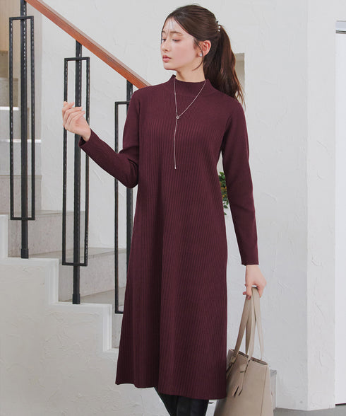 【安田美沙子さん着用】リブ切替ニットワンピース