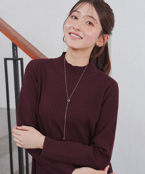 【安田美沙子さん着用】リブ切替ニットワンピース