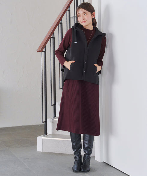 【安田美沙子さん着用】リブ切替ニットワンピース