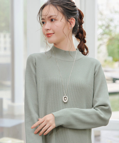 【安田美沙子さん着用】リブ切替ニットワンピース