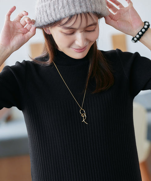 【安田美沙子さん着用】リブ切替ニットワンピース