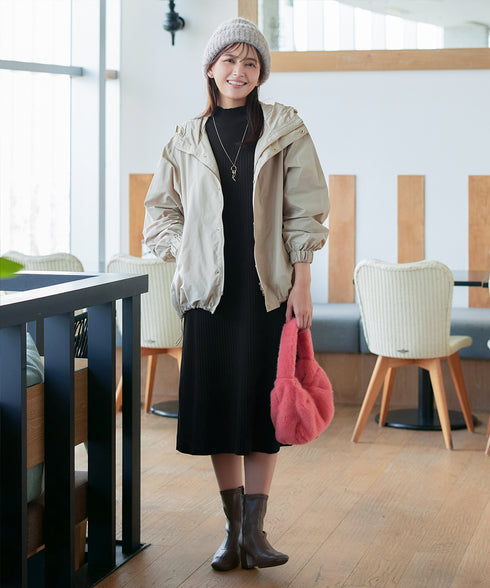 【安田美沙子さん着用】リブ切替ニットワンピース