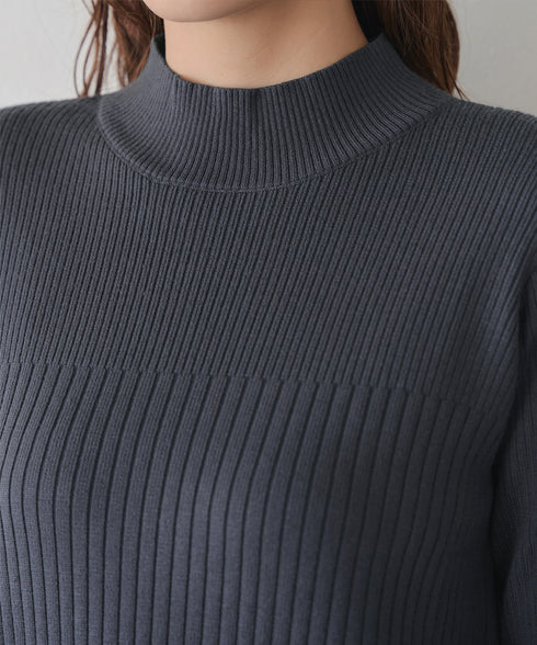 【安田美沙子さん着用】リブ切替ニットワンピース