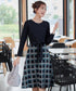 【クリアランスセール】リボンベルト付きチェック柄ニットワンピース