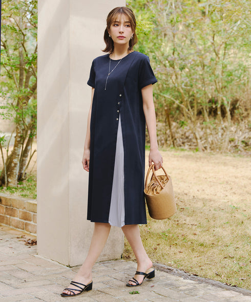 【UVケア・接触冷感】“あまラク” アシメプリーツカットソーワンピース