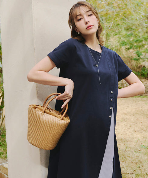 【UVケア・接触冷感】“あまラク” アシメプリーツカットソーワンピース