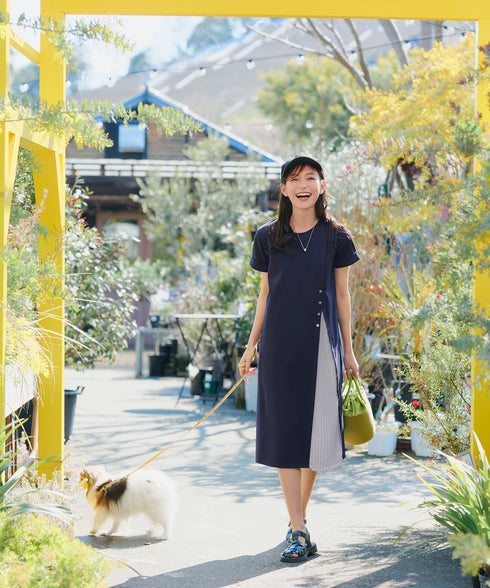 【UVケア・接触冷感】“あまラク” アシメプリーツカットソーワンピース