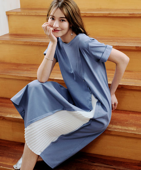 【UVケア・接触冷感】“あまラク” アシメプリーツカットソーワンピース